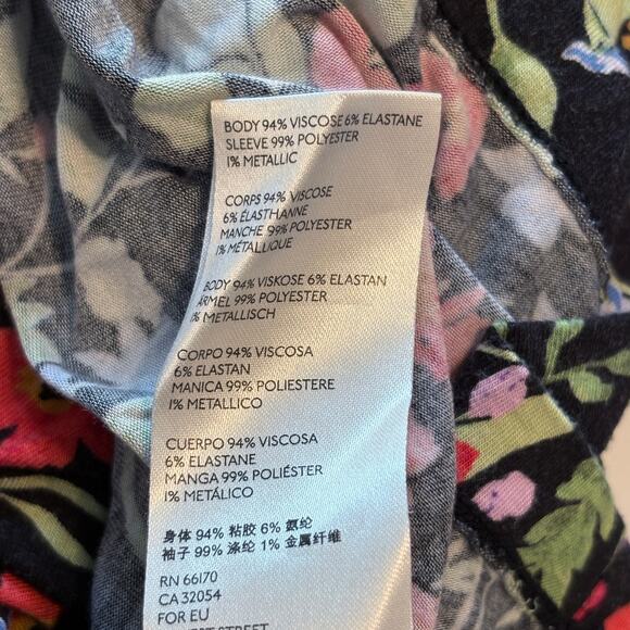 Maeve by Anthropologie Jacquin Top Womens Medium Black Multicolor Floral Boho - Picture 7 of 10